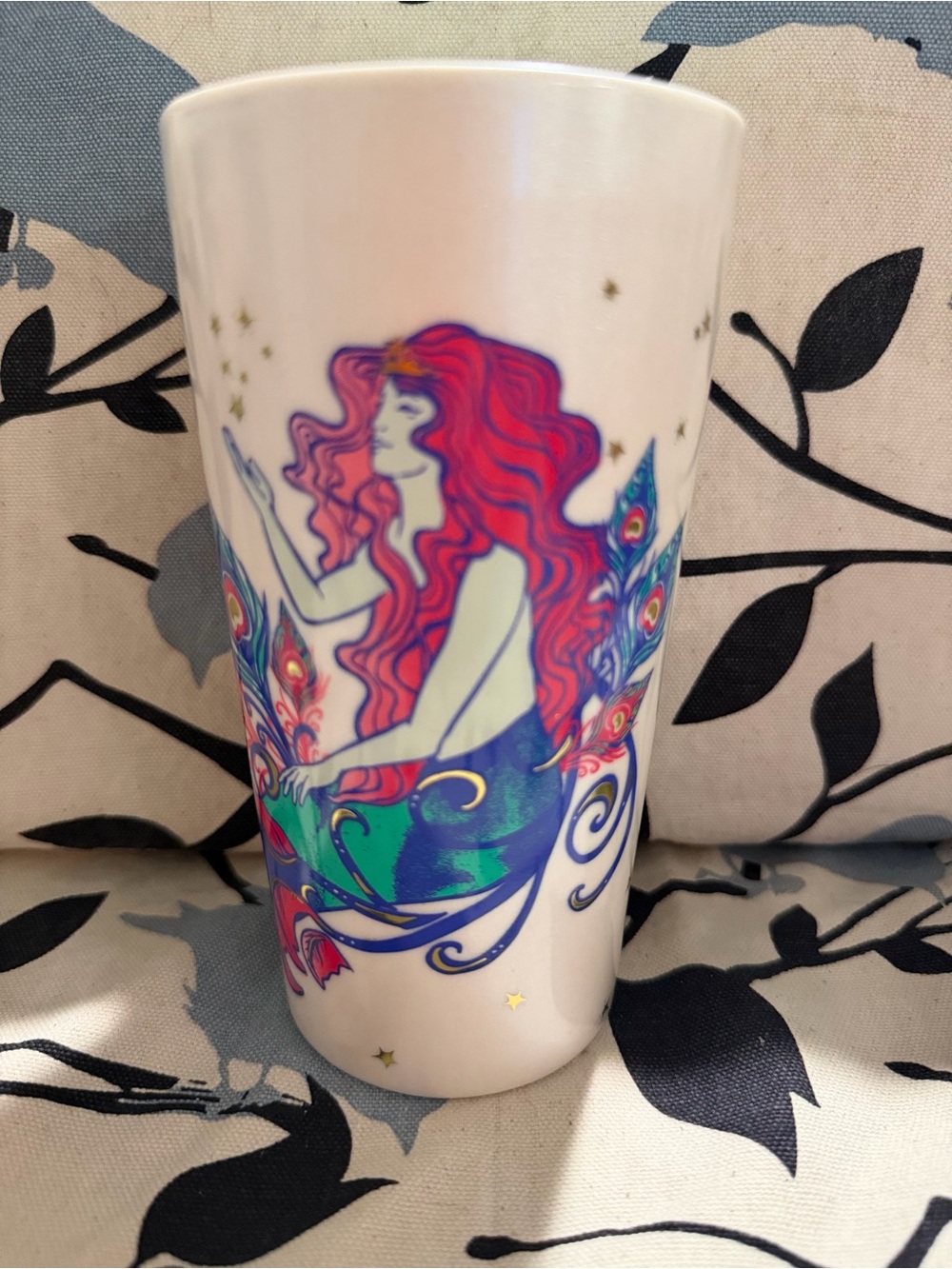 Starbucks White Tumbler with Vibrant Red-Haired Mermaid